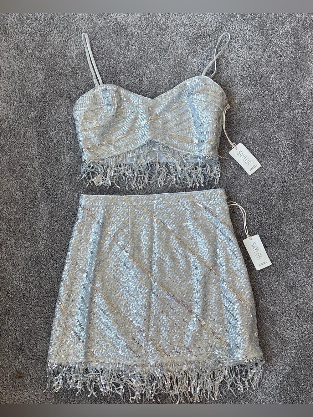 SAYLOR Persephone Mini Skirt Set Platinum